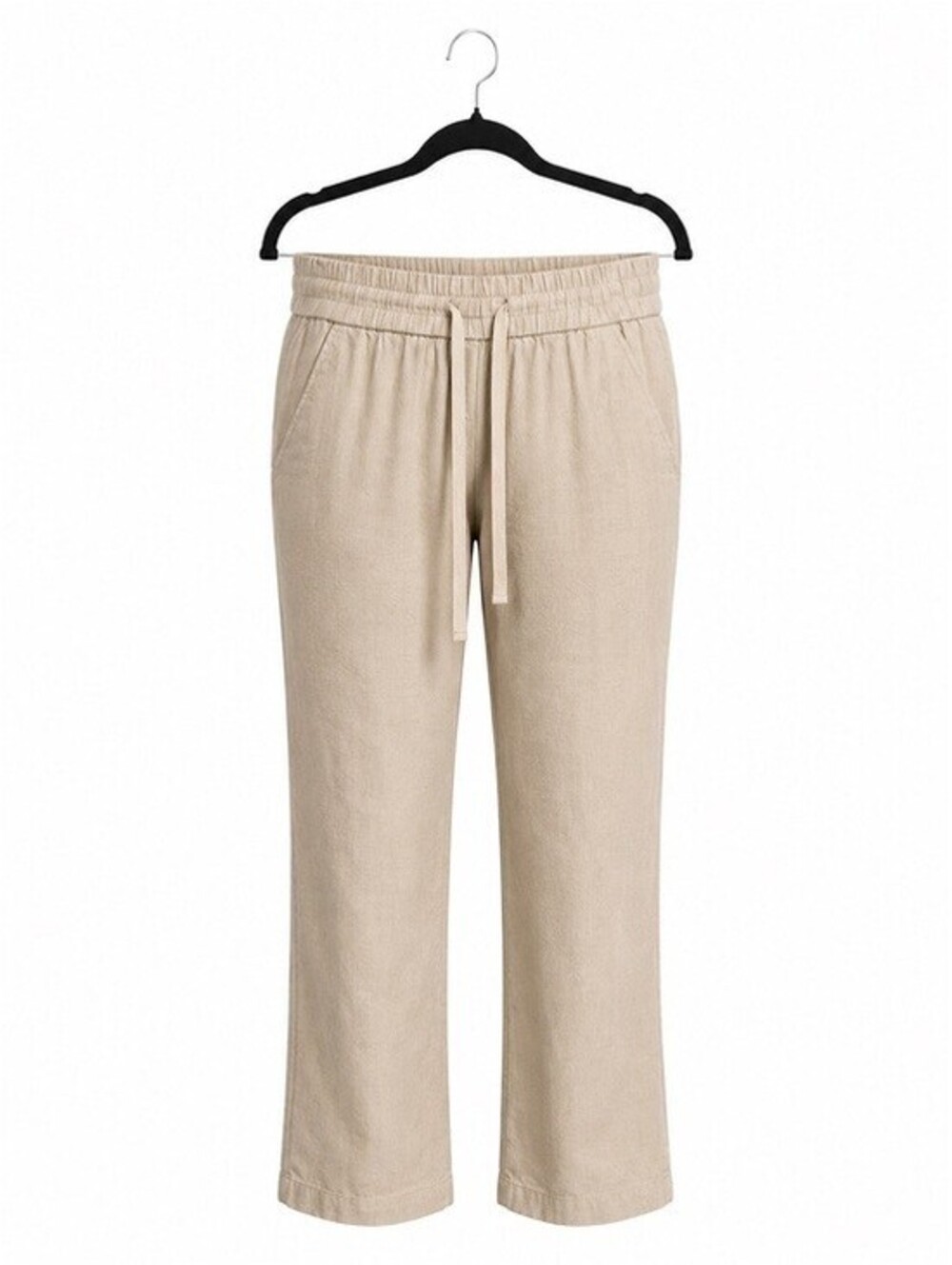 Ann Taylor Linen Blend Pull-On Straight Leg Beige Drawstring Pants XS